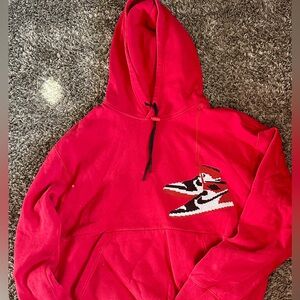 Jordan Red Hoodie AJ1 Blacktoe